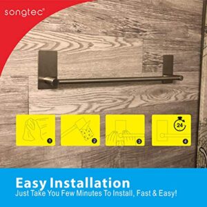 Songtec Bathroom Towel Bar 16-inch, No Drill Stick On Towel Rack, Easy Install with Self-Adhesive, Premium SUS304 Stainless Steel - Brushed Nickle