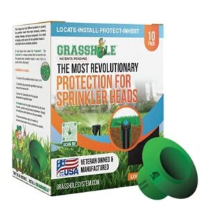 grasshole - sprinkler head protection (10-pack) sprinkler donut, lawn sprinkler guard, plastic donuts for sprinkler heads