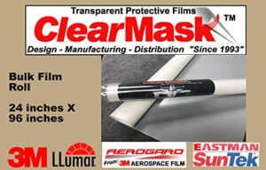 clearmask 24" x 96" fabricated paint protection film roll (8 mil clear urethane film from 3m, eastman llumar suntek or equal)