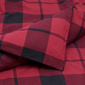 AmazonBasics Flannel Duvet Cover Set - 135 x 200 cm / 50 x 80 cm x 1, Red Plaid