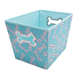 paw prints 38075 bones design fabric pet toy bin, 14.5" l x 10" w x 10" h