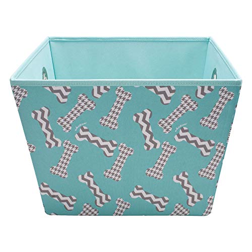 Paw Prints 38075 Bones Design Fabric Pet Toy Bin, 14.5" L x 10" W x 10" H