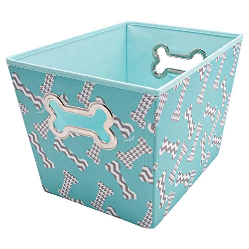 Paw Prints 38075 Bones Design Fabric Pet Toy Bin, 14.5" L x 10" W x 10" H