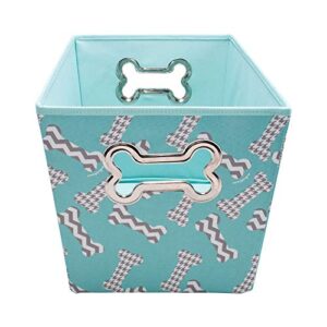 Paw Prints 38075 Bones Design Fabric Pet Toy Bin, 14.5" L x 10" W x 10" H