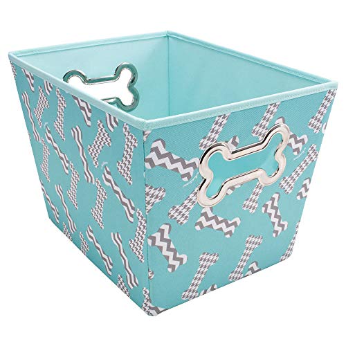 Paw Prints 38075 Bones Design Fabric Pet Toy Bin, 14.5" L x 10" W x 10" H