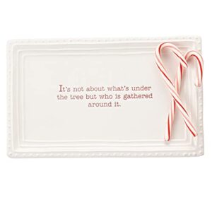 mud pie christmas holiday under the tree treat tray serving platter, one size, white
