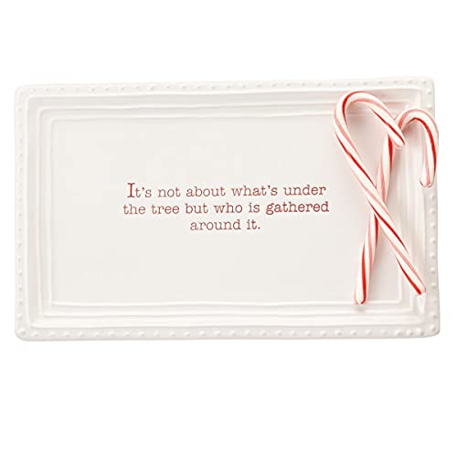 Mud Pie Christmas Holiday Under The Tree Treat Tray Serving Platter, One Size, White