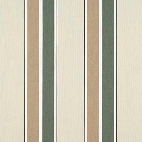 Sunbrella Awning/Marine 4959-0000 46in Fern/Heather Beige Blockstripe Fabric By The Yard