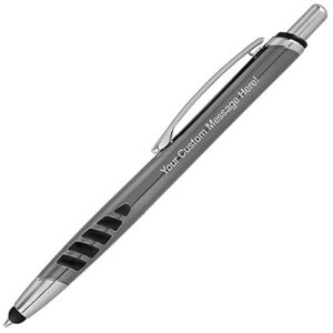 custom laser-engraved metal ballpoint pens with stylus. available in 5 colors - free personalization