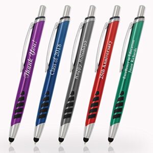 Custom Laser-Engraved Metal Ballpoint Pens With Stylus. Available in 5 Colors - Free Personalization