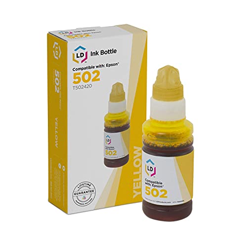 LD Products Compatible Ink Bottle Replacement for Epson 502 T502420-S (Yellow) for use in Epson ET Series, Epson Expression and Epson Workforce