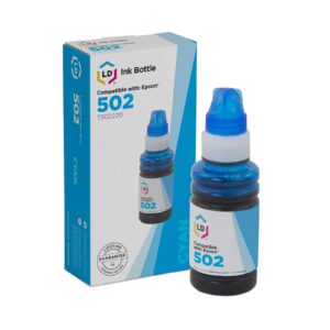 ld products compatible ink bottle replacement for epson 502 t502220-s (cyan) for use in epson et series, epson expression and epson workforce