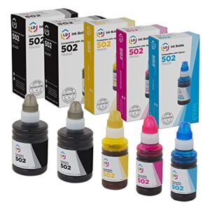 ld products compatible ink bottle replacement for epson 502 (5 set - black, cyan, magenta, yellow) compatible with epson et series, epson expression and epson workforce
