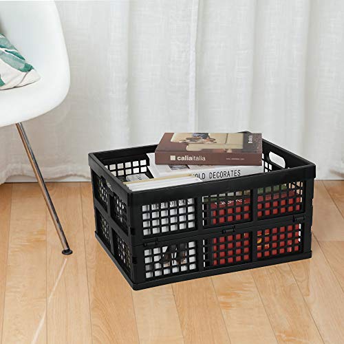 Utiao 34 Quart Collapsible Storage Bins, Folding Crate, Milk Crate, 3 Packs