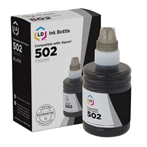ld products compatible ink bottle replacement for epson 502 t502120-s (black) compatible with epson et series, epson expression and epson workforce