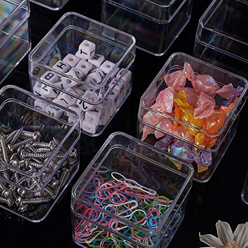 BENECREAT 10 Pack Square High Transparency Plastic Bead Storage Containers Box Drawer Organizers for beauty supplies,Tiny Bead,Jewerlry Findings, and Other Small Items - 2.2x2.2x2 Inches