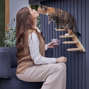 MAXIMA Reversible Cat Wall Shelf - Cat Wall Furniture, Natural Jute and Wood Cat Steps, Cat Climbing Ladder