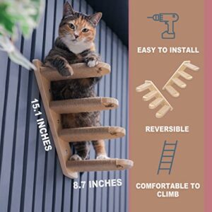 MAXIMA Reversible Cat Wall Shelf - Cat Wall Furniture, Natural Jute and Wood Cat Steps, Cat Climbing Ladder