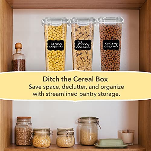 Simply Gourmet Cereal Containers Storage Set - 3 Airtight Dry Food Bins with Lids for Kitchen Pantry