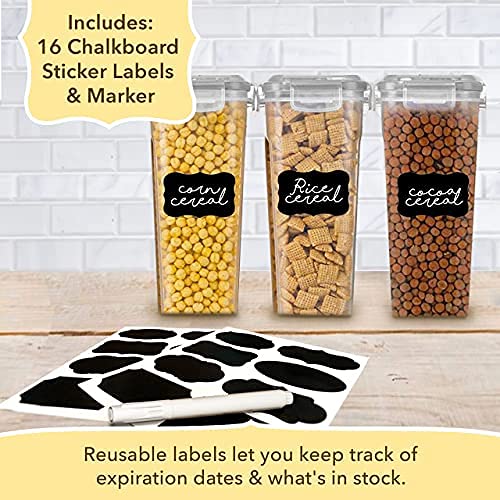 Simply Gourmet Cereal Containers Storage Set - 3 Airtight Dry Food Bins with Lids for Kitchen Pantry