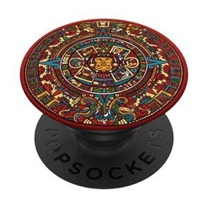 aztec calendar mexican art sun stone ancient mayans popsockets popgrip: swappable grip for phones & tablets