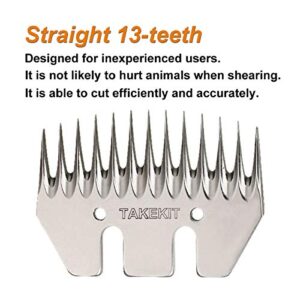 TAKEKIT Sheep Shears Wool Clippers Universal Replacement Blades, Shearing Comb and Cutter Blade Set, Stainless Steel Straight 13-Teeth