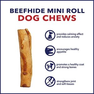 Pet Factory 100% Made in USA Beefhide 3-3.5" Mini Rolls Dog Chew Treats - Chicken Flavor, 35 Count/1 Pack