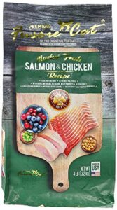 fussie cat market fresh salmon & chicken recipe dry cat food, 4 lb. bag, (fast delivery) by just jak's pet market