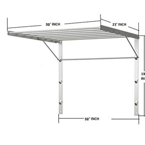 QQOUTLET Wall Mounted Clothes Drying Rack Stainless Steel Space Saving Folding Adjustable Collapsible (32Wx21Dx19H)