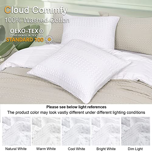 PHF 100% Cotton Waffle Weave Euro Sham Covers, 2 Pack 26" x 26" Pillow Covers for Elegant Home Decorative, No Insert, Decorative Euro Throw Pillow Covers for Bed Couch Sofa, White