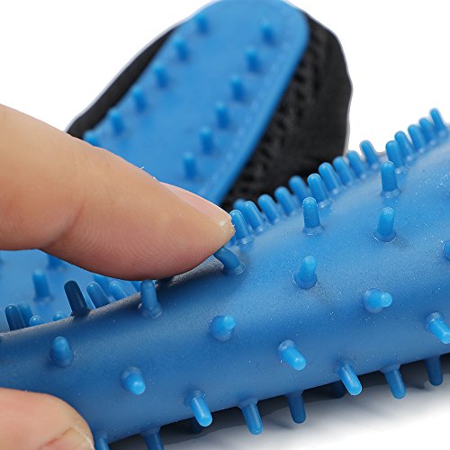 Pet Hair Products - Pet Grooming Gloves & Pet Grooming Brush with Massage Pet Hair Remover for Dogs Cats Long & Short Fur Blue, Perfect Massage Petting Tool for Cats, Dogs & Horses (Blue, 1 Pair)