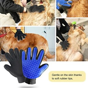 Pet Hair Products - Pet Grooming Gloves & Pet Grooming Brush with Massage Pet Hair Remover for Dogs Cats Long & Short Fur Blue, Perfect Massage Petting Tool for Cats, Dogs & Horses (Blue, 1 Pair)