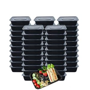 homee meal prep containers 50 pack/ 26 oz reusable food storage containers bento lunch box with lids made of plastic, stackable, microwavable, freezer and dishwasher safe use