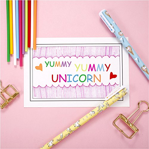 Jetec 31 Unicorn School Supplies, include 10 Unicorn Gel Ink Pens 1 Unicorn Pencil Case 20 Color Refill Ink (0.5 mm) Cute Flamingo Pen for Girls