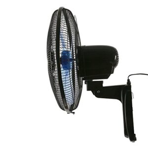 SD Life Wall Mounted Fan Oscillating 16 Inch 3 Speed Remote Control Indoor Outdoor Black