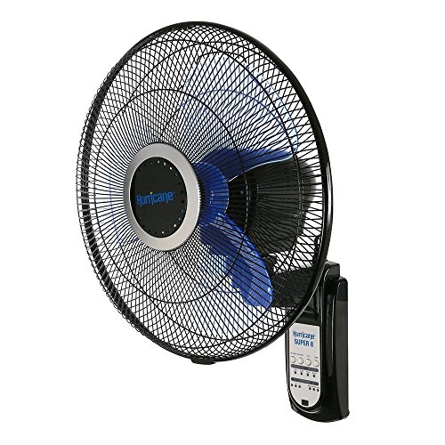 SD Life Wall Mounted Fan Oscillating 16 Inch 3 Speed Remote Control Indoor Outdoor Black