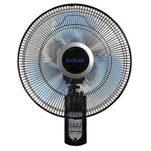 SD Life Wall Mounted Fan Oscillating 16 Inch 3 Speed Remote Control Indoor Outdoor Black