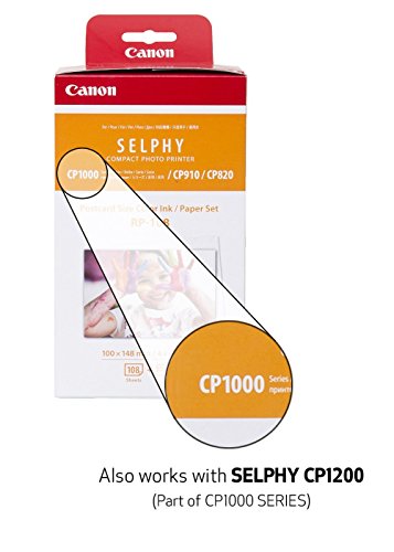 Canon RP-108 High Capacity Color Ink Cassette and 324 Sheets 4 x 6 Paper Glossy For SELPHY CP1300, CP1200, CP910, CP820 Wireless Compact Photo Printer (3-Pack)