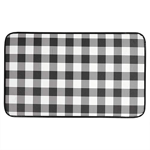 Sweet Home Collection ACH-ANTFMBBK Memory Foam Anti Fatigue Kitchen Floor Mat Rug, 30" x 18", Buffalo Check Black/White