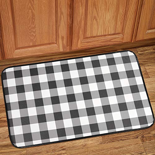 Sweet Home Collection ACH-ANTFMBBK Memory Foam Anti Fatigue Kitchen Floor Mat Rug, 30" x 18", Buffalo Check Black/White