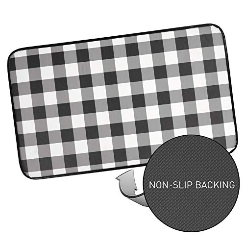 Sweet Home Collection ACH-ANTFMBBK Memory Foam Anti Fatigue Kitchen Floor Mat Rug, 30" x 18", Buffalo Check Black/White