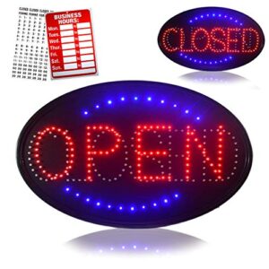 closed open led sign, jumbo 23" x 14" advertisement sign board electric powered display with ultra bright light and a modern design, perfect for coffee shop, bar, hotel, restaurant, drugstore & more