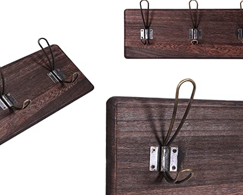 Comfify Rustic Wall Mounted Coat Rack with 3 Sturdy Hooks – Set of 2 – Vintage Entryway Wooden Coat Racks Rustic Rack for Coats, Bags, Towels and More – 35” x 6.10"- Rustic Brown