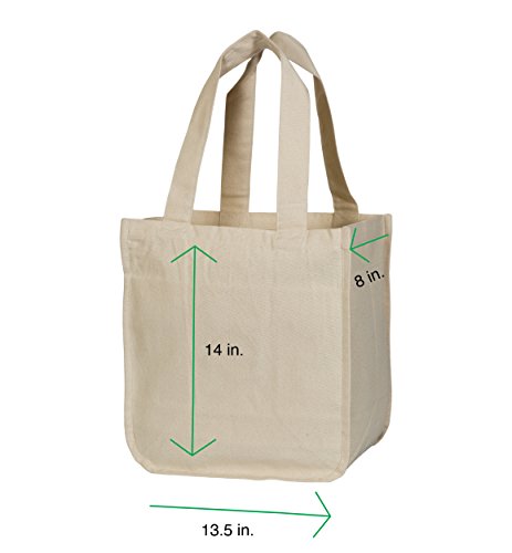 Best Canvas Grocery Shopping Bags - Canvas Grocery Shopping Bags with Handles - Cloth Grocery Tote Bags - Reusable Shopping Grocery Bags - Organic Cotton Washable & Eco-friendly Bags (3 Bags)