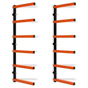 six-level 600 lb capacity lumber storage rack wall-mounted both indoor and outdoor use wood organizer rack