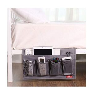 zafit 6 pockets bedside storage organizer, table cabinet storage organizer bedside organizer caddy for remotes phone glasses (6 pockets-grey)