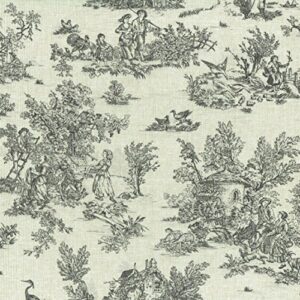 textiles francais mini toile de jouy fabric (la vie rustique) - anthracite grey on a soft, linen-look base cloth | 100% cotton designer print | 61 inches wide | per yard length increment