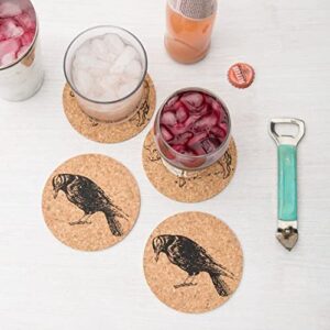 Tebery 20 Pack Round 3.9" Absorbent Cork Coasters for Drinks in Office, Home, or Cottage -1/5" Thick