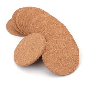 tebery 20 pack round 3.9" absorbent cork coasters for drinks in office, home, or cottage -1/5" thick