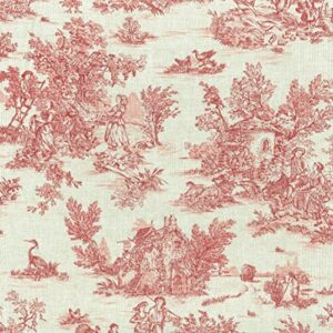 mini toile de jouy fabric (la vie rustique) - antique red on a soft, linen-look base cloth | 100% cotton designer print | 61 inches wide | per yard length increment*